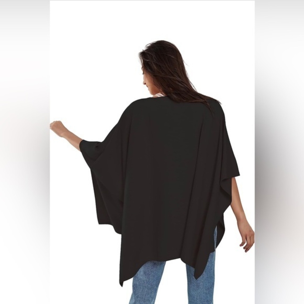 Black OSFM Poncho Swim Coverup‎ With Armholes - Picture 2 of 5